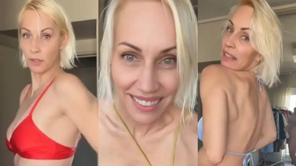 El video super hot de Ingrid Grudke luciendo todos sus bikinis a sus 50 años
