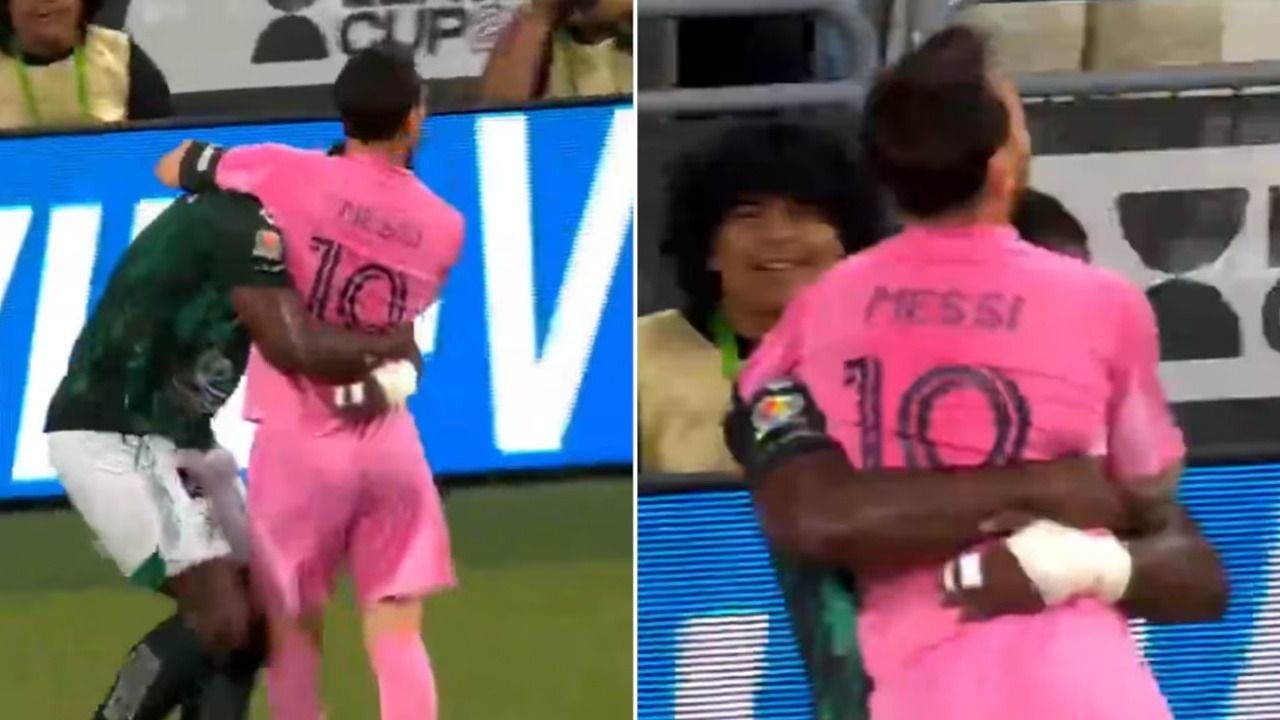 Messi volvió tras la muerte de su papá y un rival lo abrazó en pleno partido