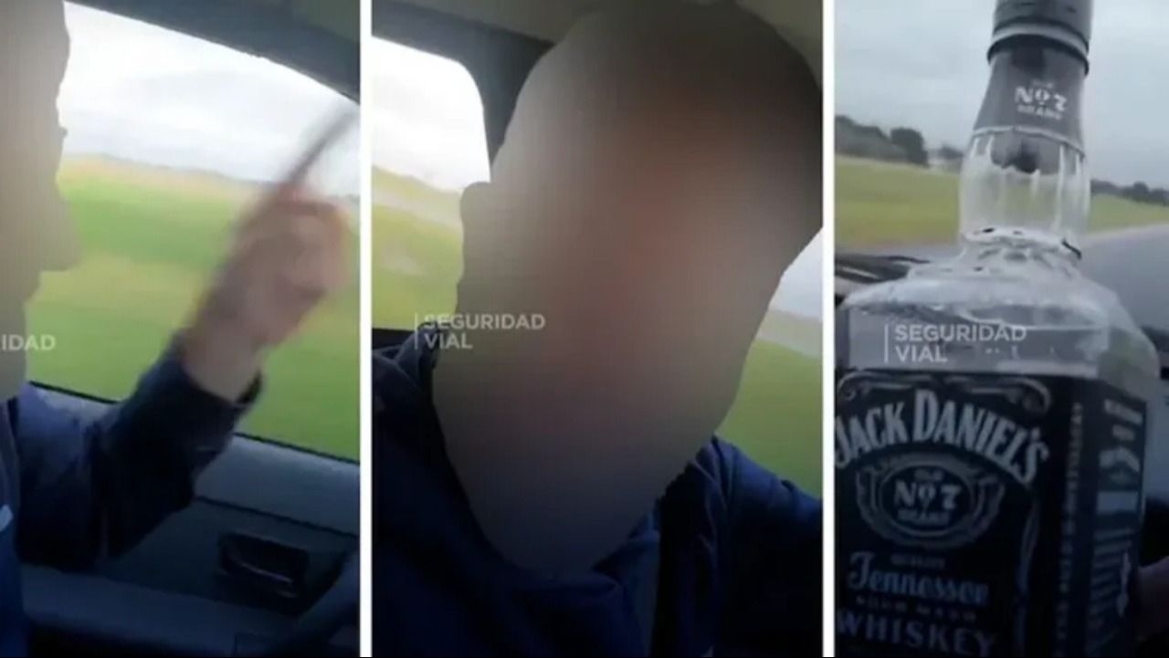 Conductor se grabó mientras tomaba whisky y manejaba en la Ruta 2 
