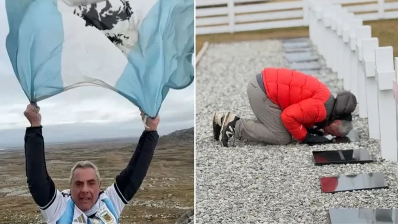 Un excombatiente de Malvinas volvió a las islas e hizo flamear la bandera argentina