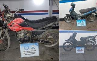 Tres motos secuestradas: una era robada y otras estaban adulteradas