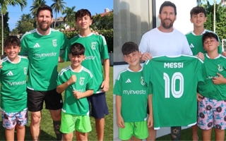 La foto de Messi y sus hijos con la camiseta del club que compró en España