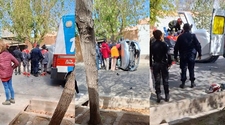 Un auto terminó de costado luego de un choque en Desamparados