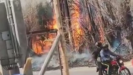 En Rawson: feroz incendio provocó corte de luz en un barrio