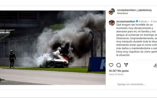 Un Hamilton sufrió un terrible accidente en donde se incendió el auto