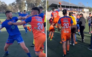 Batalla campal en el fútbol chileno terminó con seis expulsados y un jugador inconsciente