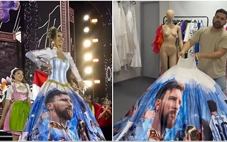 Una argentina sorprendió en Miss Mundo con un vestido inspirado en Messi