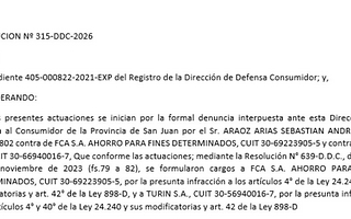 Solicitada. Resolución Nº 315-DDC-2026 - Defensa del consumidor