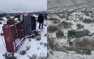 Una camioneta volcó en El Colorado por la intensa nevada