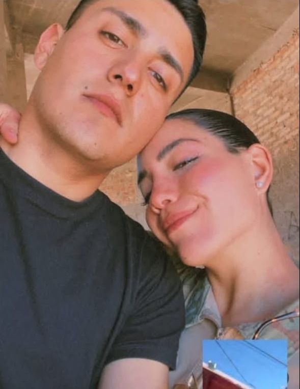 El principal sospechoso del femicidio y la víctima, Camila Agustina Vechiarello. 