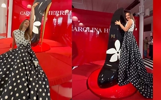 Pampita redefinió la tendencia “polka dots” con un look a puro volumen