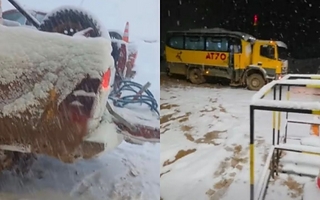 Fuerte temporal de nieve en Veladero cubrió vehículos en alta montaña