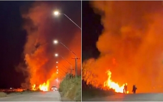 Un feroz incendio en Caucete  movilizó a Bomberos durante el Zonda