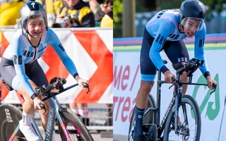Los sanjuaninos Dibella y Kalejman compitieron en el Mundial de ciclismo