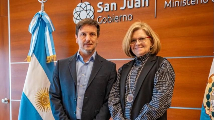 San Juan. El ministro Perea recibió a la nueva presidenta de WIM, Norma Ramiro