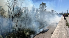 Incendio en Chimbas: se quemaron pastizales en la Costanera