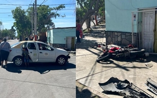 Choque entre un remis y una moto dejó a un hombre herido