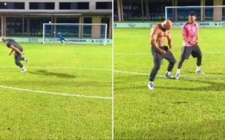 El golazo viral del guardaespaldas de Messi en una práctica del Inter Miami