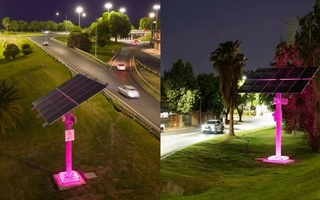 San Juan ilumina la primera ruta solar del país con el color rosa por el cáncer de mama