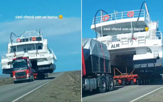 Un barco gigante atravesó la Ruta 40 y casi provoca un choque