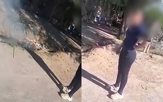Quemó basura durante el viento Zonda y un bombero la grabó en plena acción