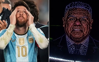 Silbidos y memes en la despedida de Messi por el show de drones