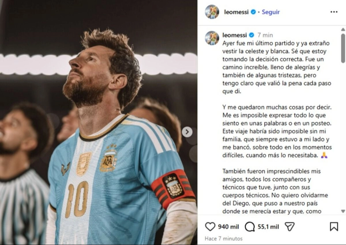 La emotiva carta de Messi tras su despedida de la Selección Argentina