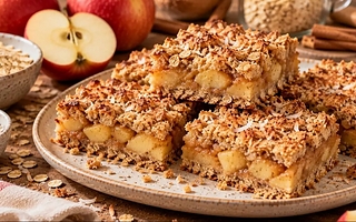 Cuadraditos de manzana, avena y coco para acompañar el mate