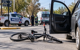 Un ciclista murió en Albardón tras chocar contra la puerta de un auto
