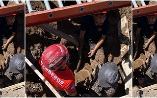 Un trabajador quedó atrapado en un pozo en Albardón y debieron rescatarlo