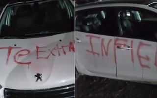 "Te extraño, infiel": el mensaje pintado en un auto que se volvió viral en San Juan