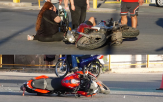 Un auto, un remis y dos motos involucradas en un doble choque en Rawson