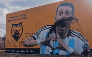 Vandalizaron el mural de Di María tras el anuncio de Central campeón por la AFA