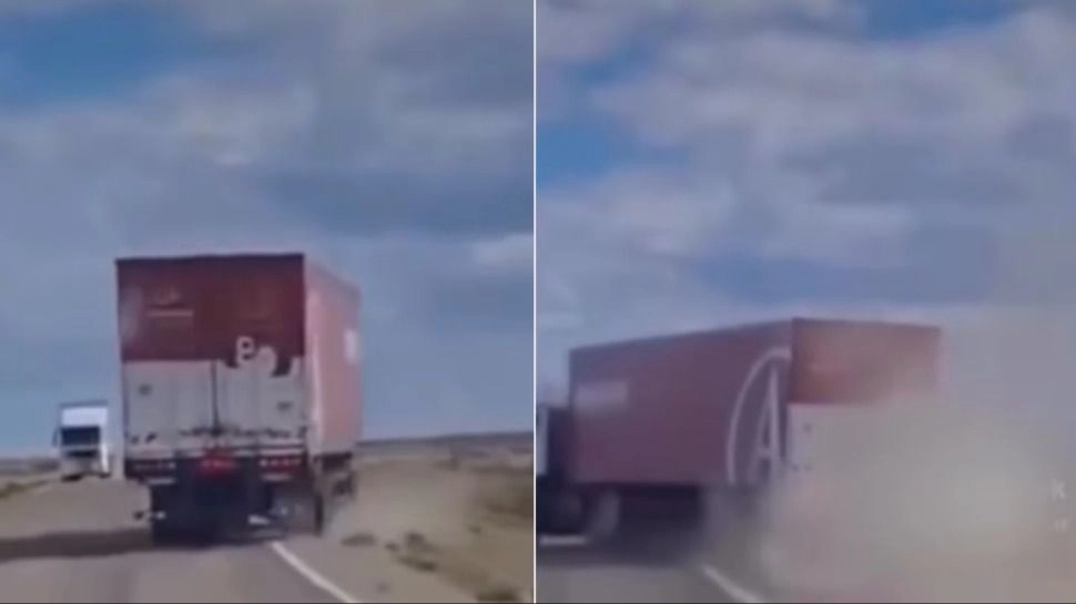 Vuelco en Santa Cruz: un camionero perdió el control por el mal estado de la calzada