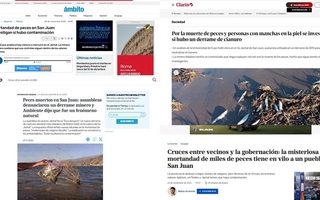 El caso de los peces muertos trascendió San Juan y llegó a medios nacionales 