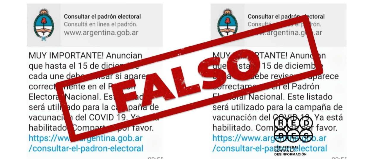 No es necesario verificar los datos del padrón electoral para recibir la vacuna contra el coronavirus