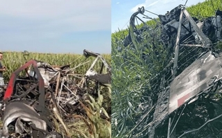 Un piloto fumigador sobrevivió a un violento accidente`en avioneta