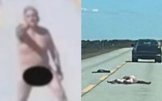 Filmaron a un hombre desnudo atacando varios autos en una ruta en Chile