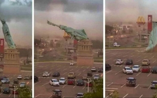 Fuertes vientos derribaron una réplica de la Estatua de la Libertad en Brasil