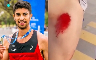 Un atleta argentino fue atropellado durante una maratón y siguió corriendo